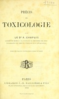view Précis de toxicologie / par A. Chapuis.