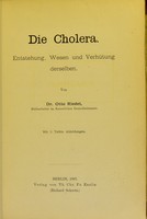 view Die Cholera : Entstehung, Wesen und Verhütung derselben / von Otto Riedel.