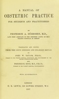 view A manual of obstetric practice for students and practitioners / by A. Dührssen ; translated and edited from the 6th emended and enlarged edition by John W. Taylor and Frederick Edge.