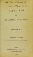 view On narcotism by the inhalation of vapours. Parts eight to sixteen / by John Snow.