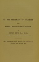 view On the treatment of stricture of the urethra by subcutaneous division / by Henry Dick.