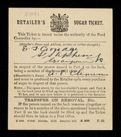 view Retailer's sugar ticket / [Ministry of Food].