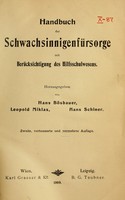 view Handbuch der Schwachsinnigenfürsorge mit Berücksichtigung des Hilfsschulwesens / Hrsg. von Hans Bösbauer, Leopold Miklas, Hans Schiner.