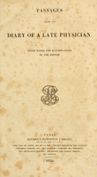 view Passages from the diary of a late physician / with notes and illustrations by the editor.