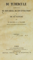 view Du tubercule au point de vue de son siège, de son évolution et de sa nature.