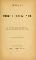 view Lehrbuch der Ohrenheilkunde / von Victor Urbantschitsch.