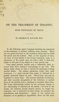 view On the treatment of insanity : more especially by drugs / by George H. Savage, M.D.