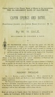view Capon Springs & Baths, Hampshire County, W. Va / by W.H. Sale.