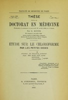 view Étude sur le chloroforme par les petites doses.