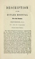 view Description of the Butler Hospital for the insane.