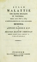 view Sulle malattie che hanno regnato in Volterra : negli anni 1816 e     1817, be particolarmente sul tifo contagioso.  Memoria / di AntonioRaikem e  Niccolo Bianchi.