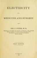 view Electricity in medicine and surgery / by Geo. C. Pitzer.