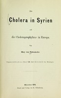 view Die Cholera in Syrien und die Choleraphyrophylaxe in Europa.