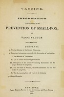 view Vaccine : information upon the subject of the prevention of small-pox by vaccination / [The Eastern Dispensary].