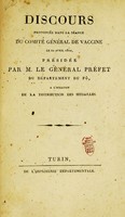 view Discours prononcés dans la séance du Comité général de vaccine le 22 avril 1810 : à l'occasion de la distribution des medailles.