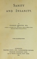 view Sanity and insanity / By Charles Mercier.