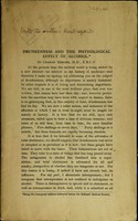 view Drunkenness and the physiological effect of alcohol / by Charles Mercier.