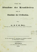 view Ueber die Abnahme der Krankheiten durch die Zunahme der Civilisation / von Dr. K.F.H. Marx.