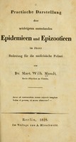 view Practische darstellung der wichtigsten ansteckenden Epidemieen und Epizootieen in ihrer bedeutung für die medicinische Polizei.