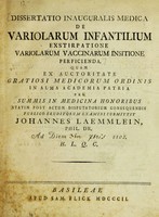 view De variolarum infantilium exstirpatione variolarum vaccinarum insitione perficienda.