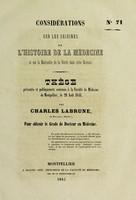 view Considérations sur les origines de l'histoire de la médecine.