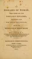 view The diseases of woman : their causes and cure familiarly explained; with practical hints for their prevention, and for the preservation of female health / by F. Hollick.