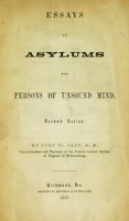 view Essays on asylums for persons of unsound mind : Second series / By John M. Galt.