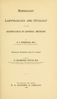 view Rhinology, laryngology and otology and their significance in general medicine.