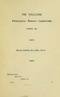 view The Wellcome physiological research laboratories : founded 1894, Walter Dowson ... director.