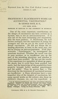 view Professor F. Blochmann's work on accidental vaccination / by George Dock.