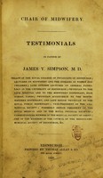 view Chair of midwifery : Testimonials in favour of James Y. Simpson, M.D...