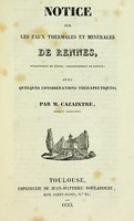 view Notice sur les eaux thermales et minérales de Rennes, département de l'Aude, arrondissement de Limoux' avec quelques considérations thérapeutiques.