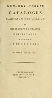 view Catalogus plantarum medicinalium in pharmacopoea belgica memoratarum : Accedit introductio ad studium botanicum.