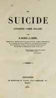 view Du suicide : considéré comme maladie / par C.E. Bourdin.