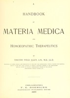 view A handbook of materia medica and homoeopathic therapeutics / by Timothy Field Allen.