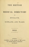 view British medical directory for England, Scotland and Wales, 1853.