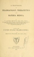 view A text-book of pharmacology, therapeutics and materia medica / by T. Lauder Brunton ; adapted to the United States pharmacopoeia ; by Francis H. Williams.