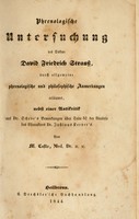 view Phrenologische Untersuchung des Doktor David Friedrich Strauss : durch allgemeine phrenologische und philosophische Anmerkungen erläutert, nebst einer Antikritik auf Dr. Scheve's Bemerkungen über Seite 57 der Analyse des Characters Dr. Justinus Kerner's / von M. Castle.