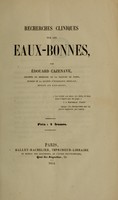 view Recherches cliniques sur les Eaux-Bonnes / par Édouard Cazenave.