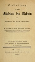 view Einleitung in das Studium der Medicin : zum Gebrauche bei seinen Vorlesungen / von Johann Wilhelm Heinrich Conradi.