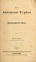 view Der Abdominal-Typhus : monographische Skizze / von F. Cramer.