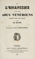 view De l'onanisme et des autres abus viens : consid dans leurs rapports avec la sant / Lp. Deslanders.