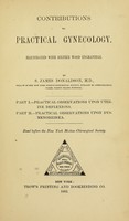 view Contributions to practical gynecology : illustrated with sixteen wood engravings / by S. James Donaldson.