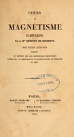 view Cours de magnétisme en sept leçons / par le Bon Dupotet de Sennevoy.