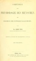 view Compendium der Physiologie des Menschen : mit Einschluss der Entwickelungsgeschichte / von Adolf Fick.