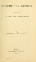 view Hereditary genius : an inquiry into its laws and consequences / by Francis Galton.