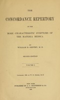 view The concordance repertory of the more characteristic symptoms of the materia medica / by William D. Gentry.