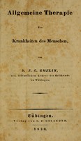 view Allgemeine Therapie der Krankheiten des Menschen / von F.G. Gmelin.