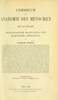 view Lehrbuch der anatomie des Menschen : mit Rücksicht auf physiologische Begründung und praktische Anwendung / von Joseph Hyrtl.