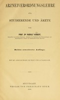 view Arzneiverordnungslehre für Studierende und Ärzte / von Rudolf Kobert.